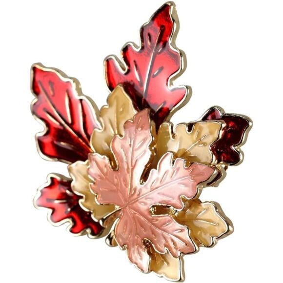 Fall Thanksgiving Brooch Pin, Autumn Fall Leaves Brooch Maple‎ Leaf Pin - Picture 4 of 7